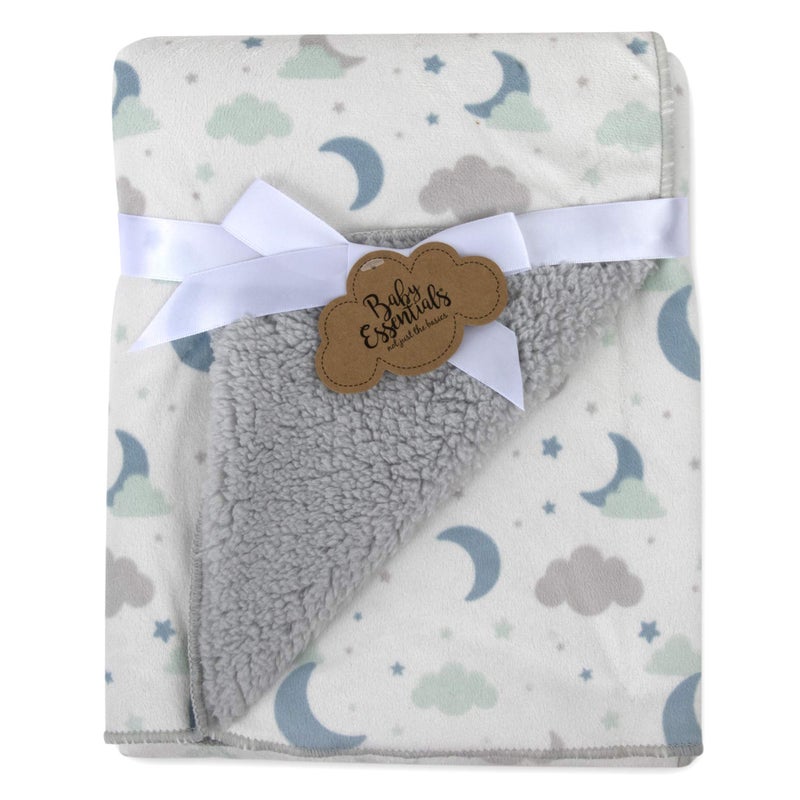 Baby Essentials Sherpa Fleece Baby Blankets for Boys and Girls â€“ Colorful, Reversible Baby Blankets for Newborns, Infants, Toddlers, and Nursery (Celestial) - Image 1